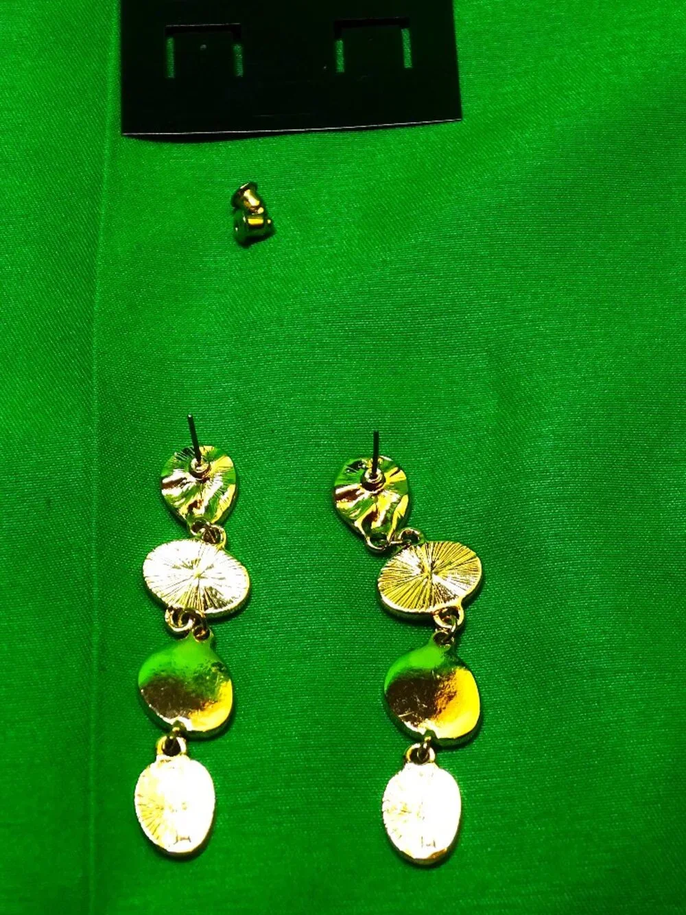 Blue Enamel Gold Tone Dangling Pierced Earring's
